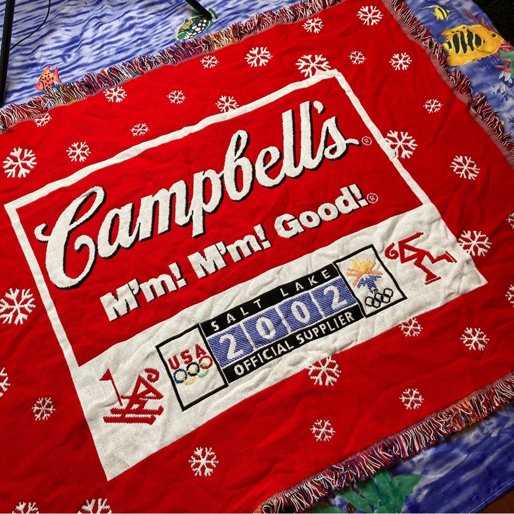 2002 Campbell’s Soup Official Supplier Salt Lake City USA Olympic Fringe Blanket
